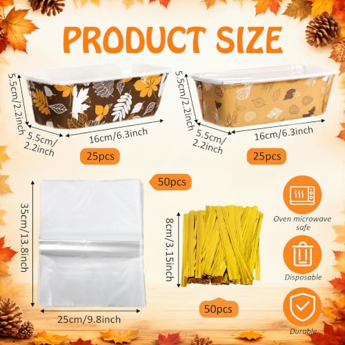Hushee 50 Set Fall Paper Mini Loaf Pan Disposable, Autumn Leaf - style: Autumn Leaf