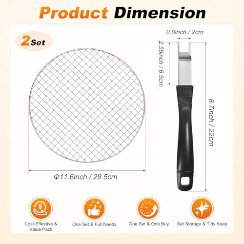 M METERXITY 2-Set Cooling Rack 11.6" Round 201 Stainless Steel, Silver - size: 11.6 Inch