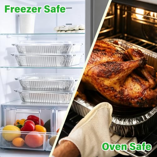 SAITI 8x8 Aluminum Pans with Clear Plastic Lids 35 Pack Aluminum Foil Pans