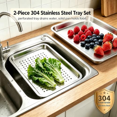 17.5" Half Sheet Baking Pan and Perforated Crisping Tray Set