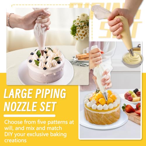 18 Inch Large Piping Bags and Tips Set,100PCS Large Piping Bags with 5 Tips - size: 18inch -100 Pack+5 Piping Tips