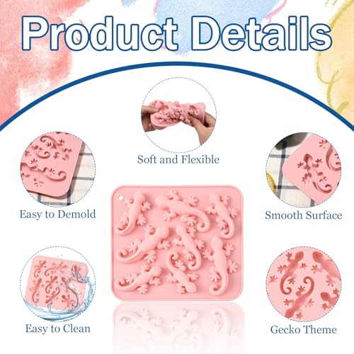 Airssory 2 Pcs Gecko Silicone Molds 17.5x15.7x1.4cm Candy Making Fondant Soap Resin Craft Animal House Lizard Mold for Home Bakers Crafters - color: Gecko Silicone Molds