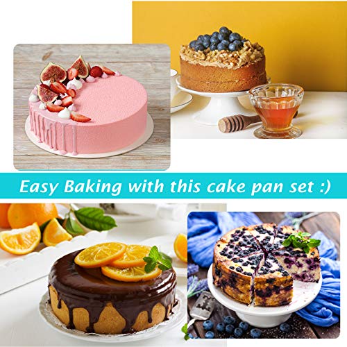 P&P CHEF 9.5 Inch Cake Pan Set, Round Baking Cake Pans, Silver & 2 Pcs - color: Silver, size: 9.5 Inch