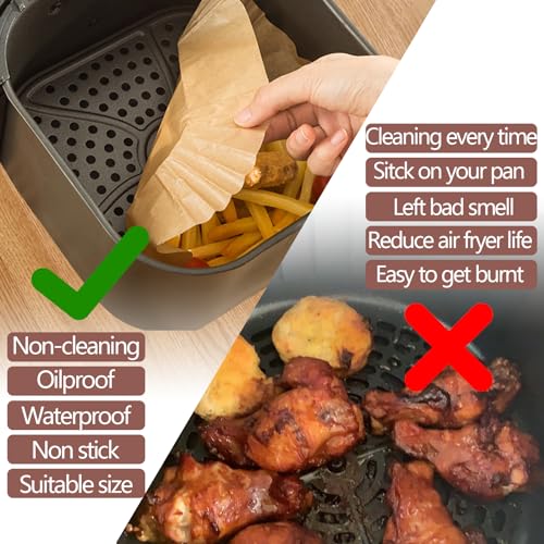 UBeesize XL10 Inch Disposable Air Fryer Liners 100 Pack Parchment Paper - size: 10 Inch Square