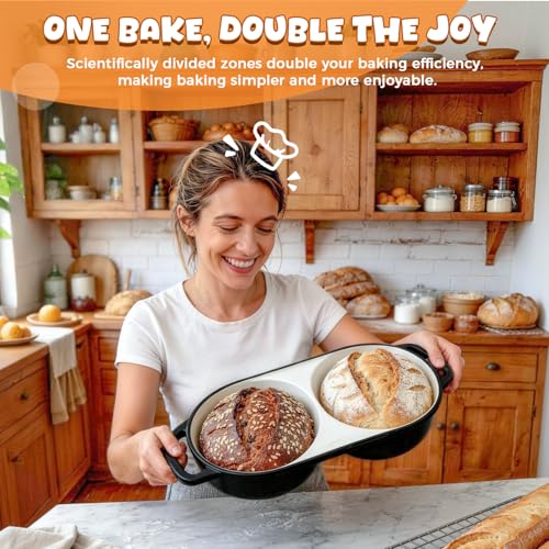 Mini Double Dutch Oven for Sourdough Bread Baking, 2.6QT (Black) - color: Black