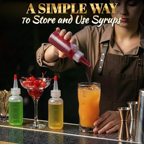 HYQO 6 Pcs Small Squeeze Bottles for Sauces, 4 Oz Plastic with Cuttable Tip - size: 4 oz