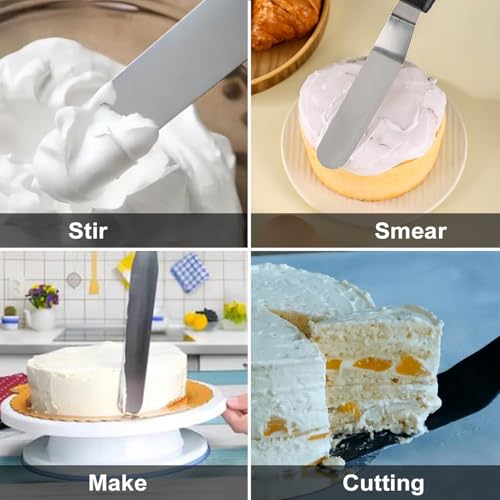 6" Small Angled+8” Straight Icing Spatula,Lmoszuak Professional food grade stainless steel cake spatula,with Sturdy & Durable Handle Spatula,Frosting smoother spatulas for cake decorating,Baking. - size: 6" Small Angled+8" Straight Icing Spatulas