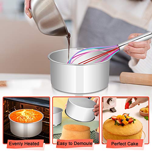 E-far 6 x 3 Inch Cake Pans Set of 3, Stainless Steel Deep Cake Pans - size: 6 x 3 Inch