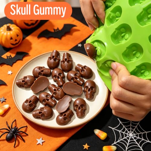 Small Skull Silicone Mold, Halloween Molds for Candy Gummy Chocolate 2 Pack - color: 2 PCS Halloween skull chocolate candy molds