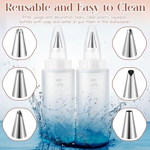 4 Pcs 4oz Cookie Icing Bottles with 6 Different Tips 2 Funnels
