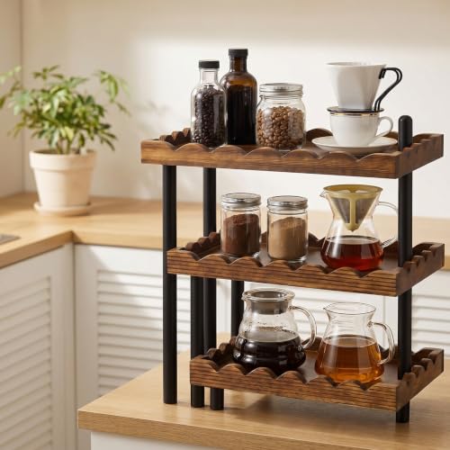 3 Tier Serving Tray & Wood Display Risers for Party,Rotatable Cupcake Stand