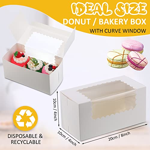 Ireer 40 Pcs 40 Pcs 8 x 4 x 4 Inch Bakery Boxes with Window, White