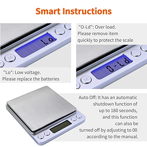 Gram Scale,Capacity 500g Accuracy 0.01g Mini Food Scales Digital Weight Grams and Oz,Small Kitchen High Precision for Espresso,Baking,Jewelry,Soap Making,Silver - size: BL-500 Pro