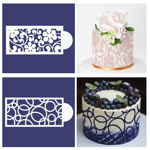 10 Pcs Cake Stencils Set Floral Lace Cake Templates Wedding Cake Molds Plant Flower Cookie Fondant Buttercream Dessert Decorating Baking Supplies Mesh Printing for Cake Icing Decoration
