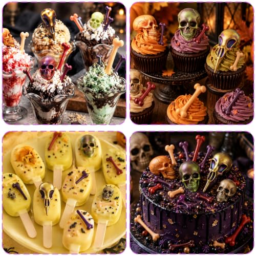 Infovox Halloween Skull and Bone Silicone Fondant Molds, Set of 4