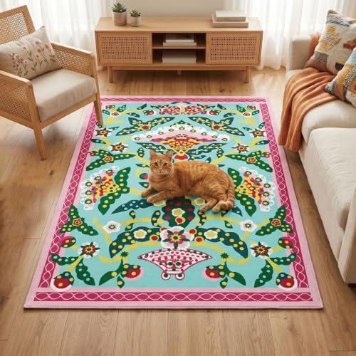 4x6 Pink Peony Area Rug, Soft Low Pile - color: Pink Peony, size: 4' x 6' (Rectangular)