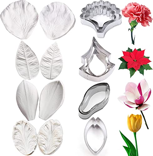 8set Gum Paste Flower Molds and Fondant Cutters Sugar Craft Tools
