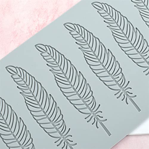 Chocolate Silicone Molds 3D Hollow Feather Leaf Fondant Mold Geometric Shaped Candy Mold Cupcake Cake Topper Sugar Craft Cake Decoration (D_15.32 * 5.6 * 0.12inch) - size: D_15.32*5.6*0.12inch