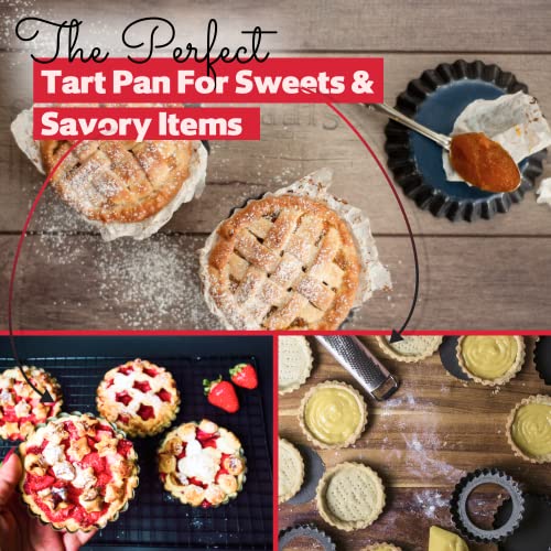 8 Pack Mini Tart Pans 4 Inch with Removable Bottom Round Nonstick Deep Quiche Pan, Heavy Duty Perfect for Baking Fruit Tarts, Quiches & Dessert - size: 4 Inch