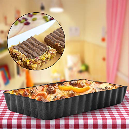 Mini Tart Pan Set of 6 Rectangular Non-Stick 4 Inch Quiche Pan Loose Removable Bottom Tart Pan for Pies, Quiche Bakeware, Cheese Cakes, Desserts - color: 4-Inch Rectangular