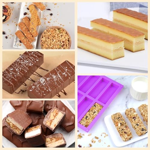 8 Cavity Chocolate Silicone Molds，Rectangle Candy Bar Baking Mold - color: 2PCS Purple