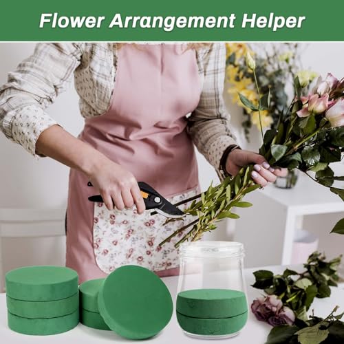 6 Pcs Round Floral Foam Blocks for Flower Arrangements (Diameter6.5”) Large Wet and Dry Green Flower Florist Foam Round for Fresh and Artificial Flowers, Plant Decorations - size: Diameter 6.5"
