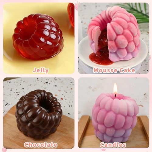 4 Inch Giant Raspberry Fruit Molds, 3D Raspberry Silicone Molds for Mousse - color: Extra Large Raspberry Mold, White