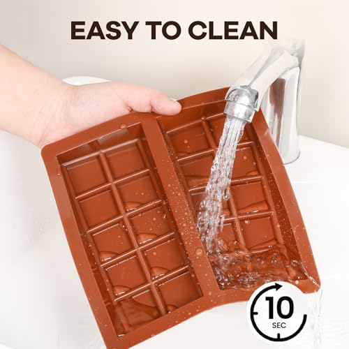 Dubai Chocolate Molds 1 Inch Deep, Silicone Chocolate Bar Mold – Non-Stick, Flexible, Large and Thick Homemade Chocolates, Candies, and Desserts - Set of 1 - color: Choco:1PC
