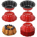 Homaisson 10PCS Mini Fluted Tube Pan, 4.5Inch Carbon Steel Mini Cake Molds, Nonstick Reusable Oven Baking Mold for Cupcake, Bread, Bavarois, Brownie (red) - color: 10+red