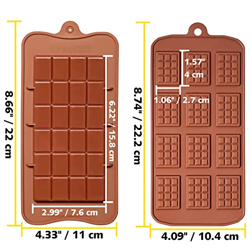 Anaeat Silicone Break Apart Chocolate Molds, Set of 4 Flexible Non-Stick Silicone Candy Protein and Energy Bar Molds for Mini Rectangle Chocolates and Candies - Just Pop Out - color: Break Apart Chocolate (4 Pack)