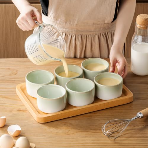 UNICASA 6 oz Ceramic Ramekins Set of 6, Light Green Ombre Gradient - color: Light Green, size: 6oz x 6pc