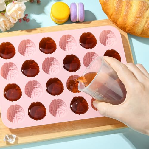 Airssory 2 Pcs Brain-Shaped Silicone Mold Brain Molds 16.3x22.2x1.8cm Pink for Baking, Candy Making, Chocolate Molding, Dessert Decoration - color: Brain-Shaped Silicone Mold