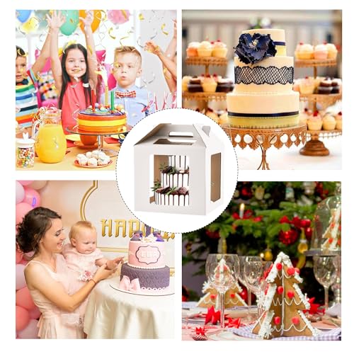 XININSUN 14inch Tall cake boxes for tier cakes with 6 Windows 5Pack - color: white-14inch-5pack