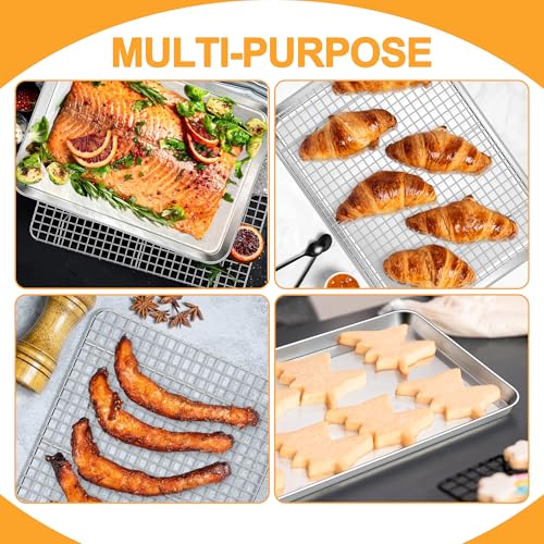 E-far Baking Sheet with Wire Rack Set, 17.6" x 13" (1 Pan +1 Cooling Rack) - size: 17.6"x13"
