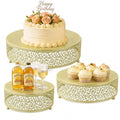 3Pcs Metal Food Risers, Buffet Table Display Stand - color: Gold, size: 3P-Round(8IN to 12 IN)