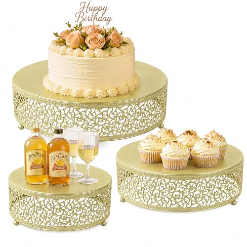 3Pcs Metal Food Risers, Buffet Table Display Stand - color: Gold, size: 3P-Round(8IN to 12 IN)