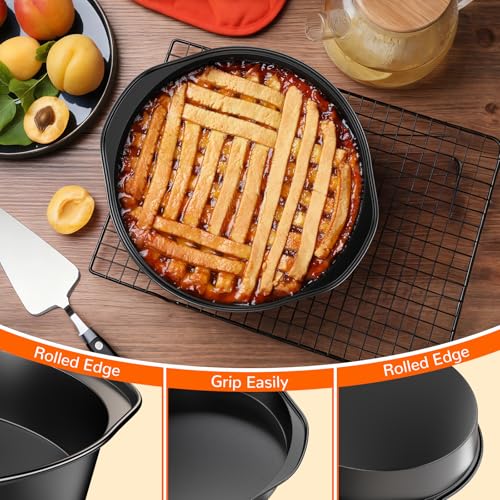 9 Inch Round Cake Pan with Handle, 3PCS Nonstick Cake Pans with 100 PCS Parchment Paper - size: 9 Inch