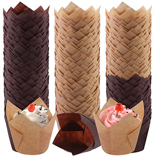 Aodaer 240 Pcs Mini Cupcake Liners Muffin Liners Baking Cups - color: Brown,Natural