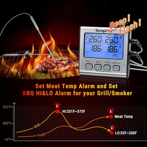 TempPro TempTrack Digital Cooking Meat Thermometer with Dual Meat Probe - size: 2-probes