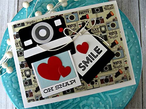 Mvchifay Cutting Dies Metal Stencils Scrapbooking Tool DIY Craft Carbon Steel Embossing Template for Paper Card Making (''Camera & Hearts- 5.4x12cm''), XKAI01075 - color: Camera & Hearts-5.4x12cm