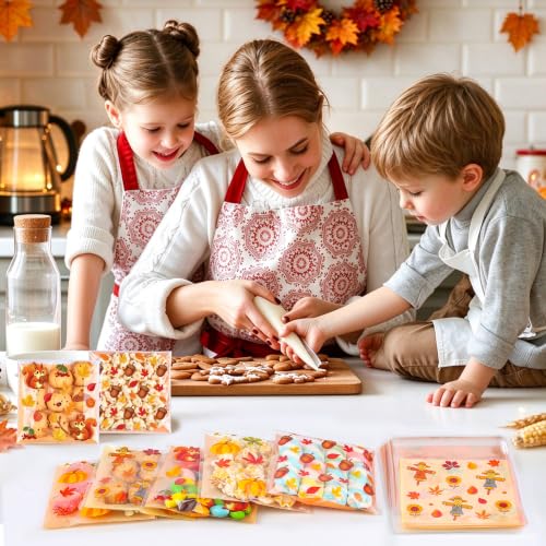 200 PCS Fall Cookie Bags, 4×4 Inch Self Sealing Fall Cellophane Treat Bags - color: Fall 200PCS