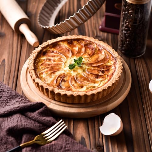 8-Inch Non-Stick Round Tart Pan with Removable Loose Bottom, Quiche Pan for Oven Baking (Champagne Gold) - size: 8" Round (Champagne Gold)