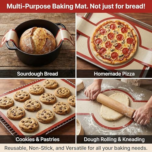 Silicone Bread Sling for Dutch Oven, 2-Pack Reusable Sourdough Baking Mats