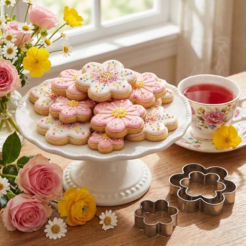 Flower Cookie Cutter Set - 6Pcs Flower Shaped Cookie Cutter, Stainless Steel Cookie Cutters, Baking Tool for Homemaking Cookie, Cake, Fruit, Sandwiches - color: D