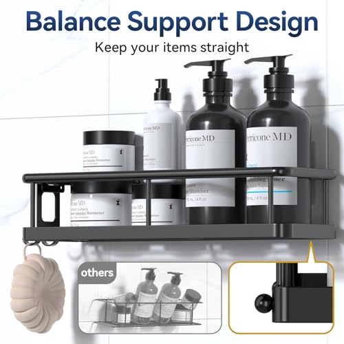 YASONIC Shower Caddy Adhesive, Rustproof Shower Organizer with Soap Holder, Large Capacity Shower Shelves for Inside Shower, No Drilling Bathroom Organizers and Storage for Home Decor（3 Pack Black） - color: Black