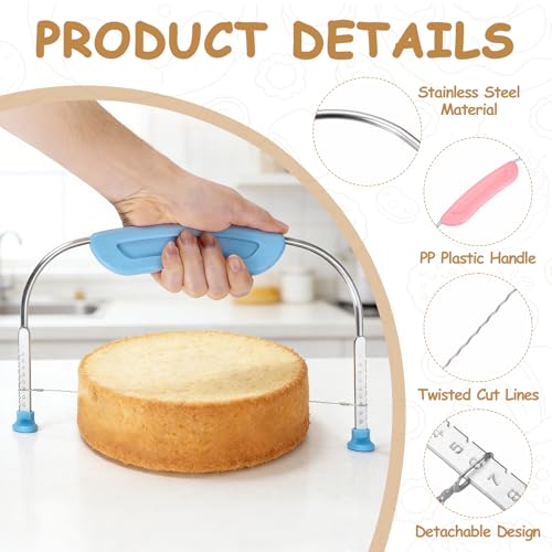 uxcell Cake Cutter Slicer Leveler with Plastic Handle Pink - color: Pink