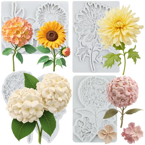 Chrysanthemum Silicone Mold Hydrangea Flower Fondant Mold - color: Style H