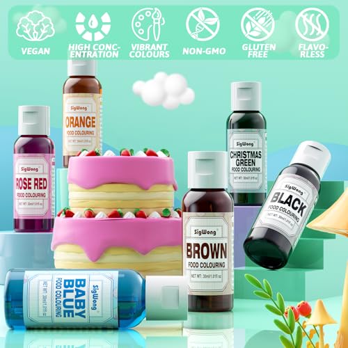 50ml Plant Based Natural Food Coloring - 1.69 Fl.Oz Bottles (6 Colors - 30ml) - color: 6 Colors - 30ml