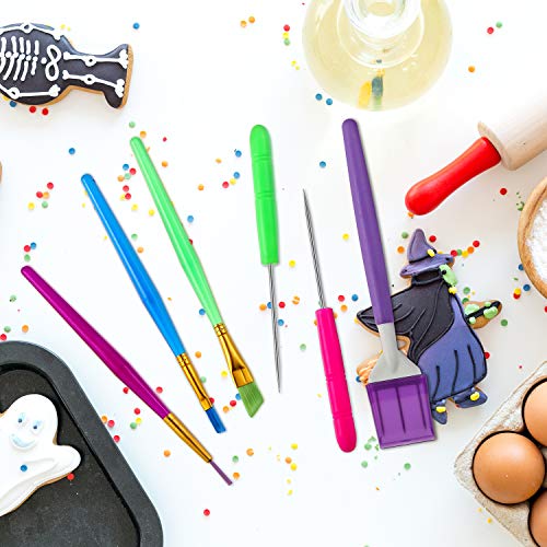 Boao 15 Pcs Cookie Decorating Tools, 6 Brushes 6 Needles 3 Scribers Cake