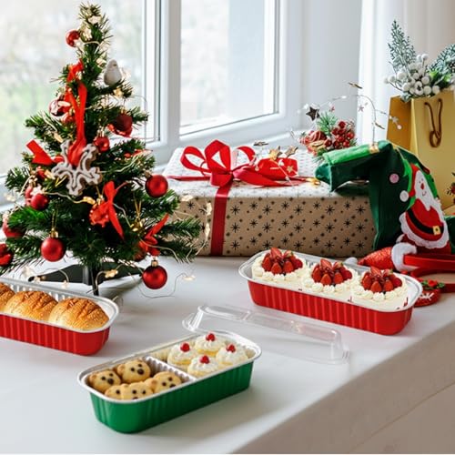 Mini Loaf Pans with Lids and Spoons Sealing Sticker,6.8oz Cake Pans for Baking Disposable Aluminum Foil Pink/Red cake pan (30, 30 Pack Red) - color: 30 Pack Red